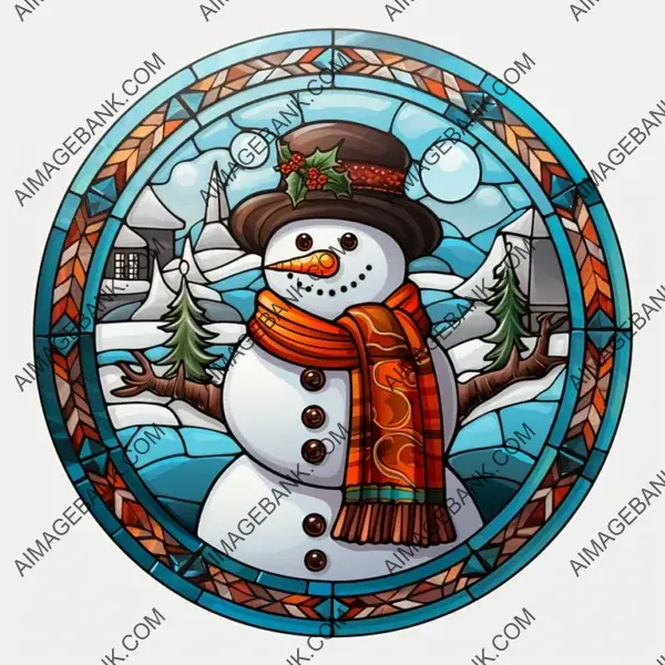 Vibrant Christmas Window Stained Glass Scene