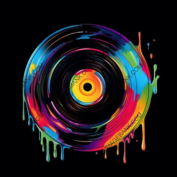 Vector Illustration of Colorful Painted Vinyl Record