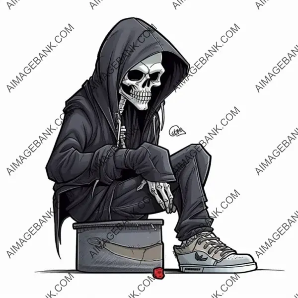 Cartoon Grim Reaper: Nike Jordan Sneakers