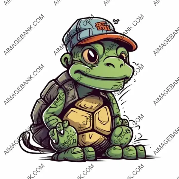 Graffiti Art: 90s Hip-Hop Style Cartoon Turtle