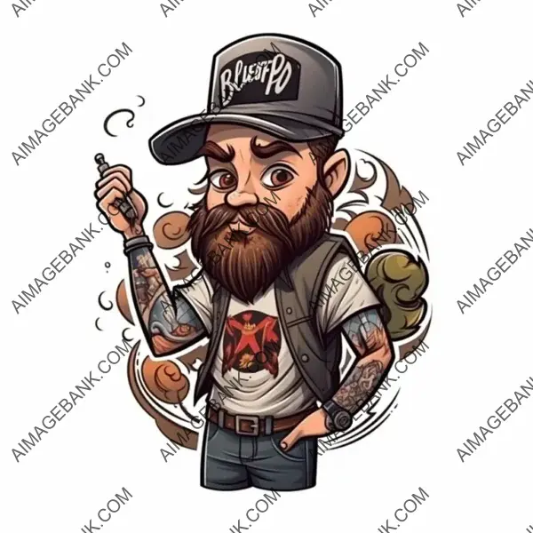 Tattoo Artist Mascot: Cartoon Inked Design