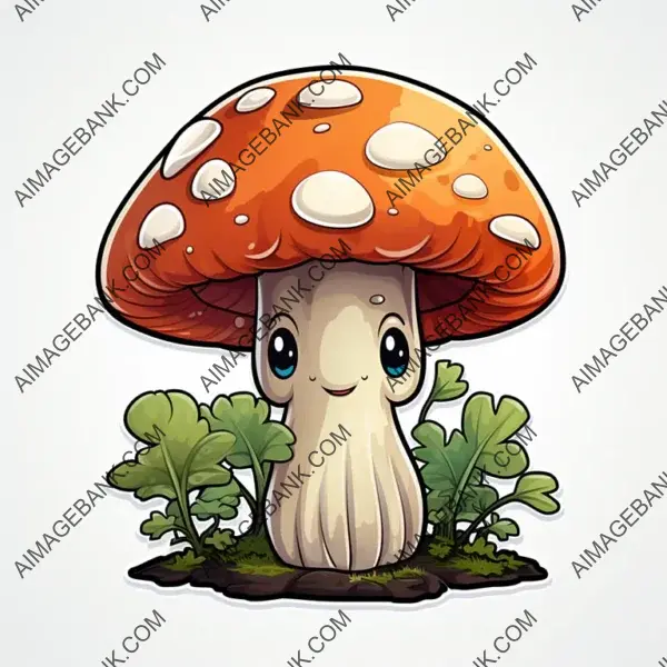 Cute Cartoon Mushroom Sticker: Funny Ink