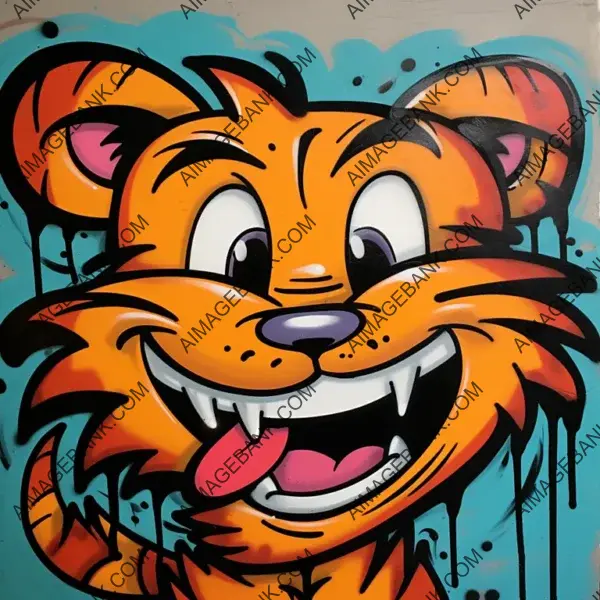 Cartoon Tiger Graffiti Marker Drawing