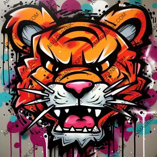 Cartoon Tiger Graffiti: Marker Drawing