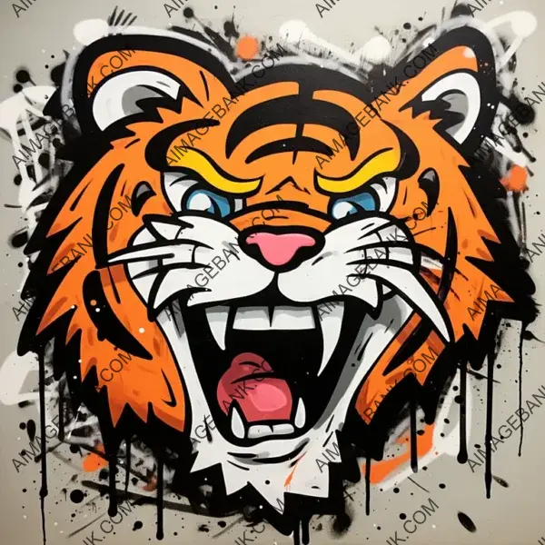 Graffiti Tiger Drawing: Cartoon Marker