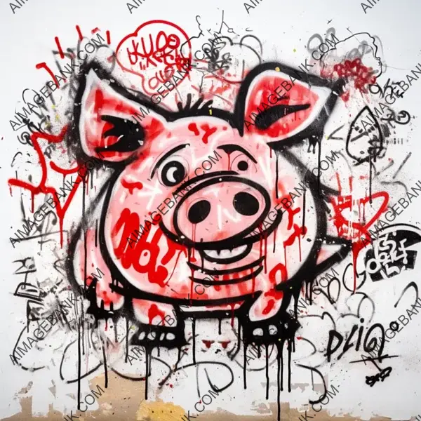 Cartoon Pig Graffiti Tag Pen Drawing