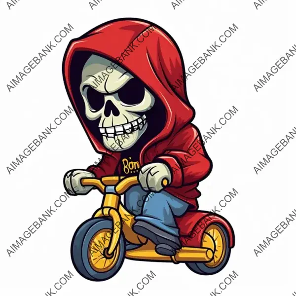 Chibi Mascot Grim Reaper: Happy Cartoon