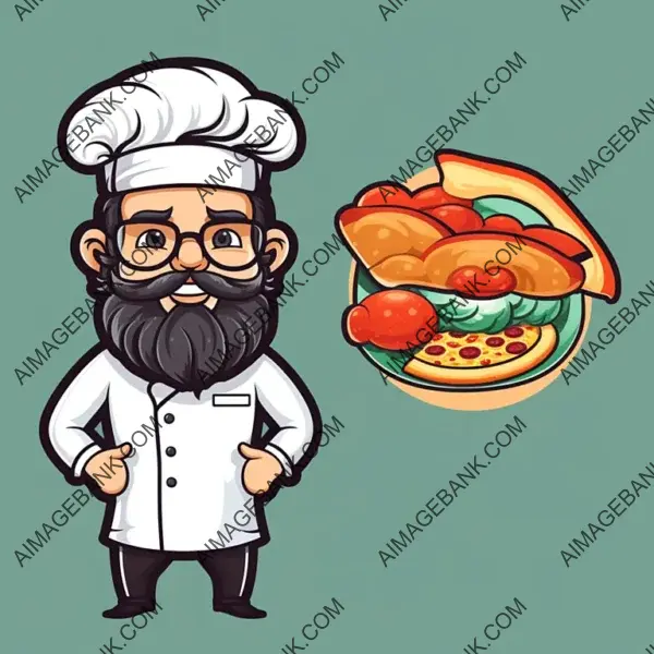 Long Mustache and Beard Chef Mascot