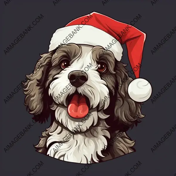 Cute Aussiedoodle Illustration: Comic Cartoon