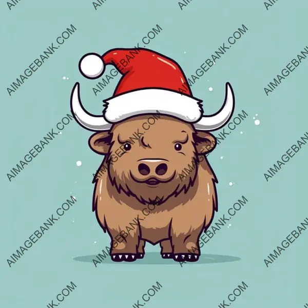 Comic Cartoon Bison Wear Cute Illustration