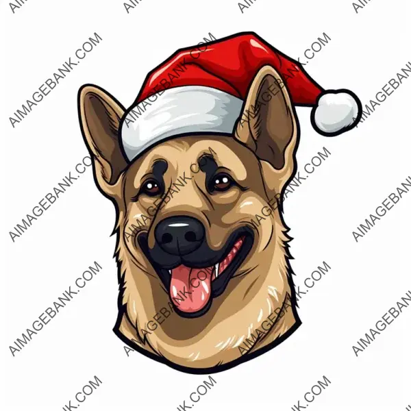 Illustration Cute German Shepherd Comic Cartoon