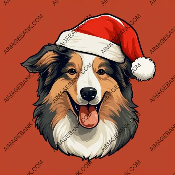 Adorable Rough Collie Cartoon Style