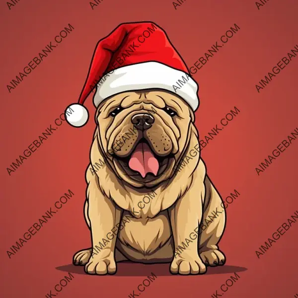 Cute Shar Pei Cartoon Illustration