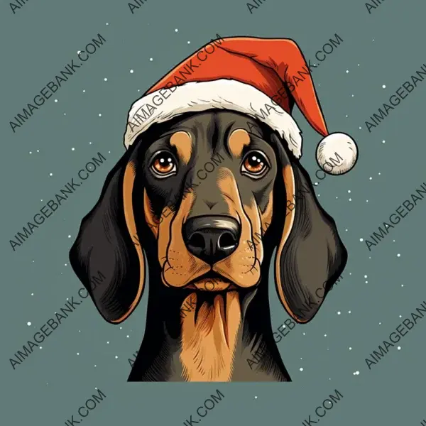 Cute Black and Tan Coonhound Cartoon Illustration