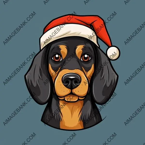 Cartoon Drawing of Black and Tan Coonhound