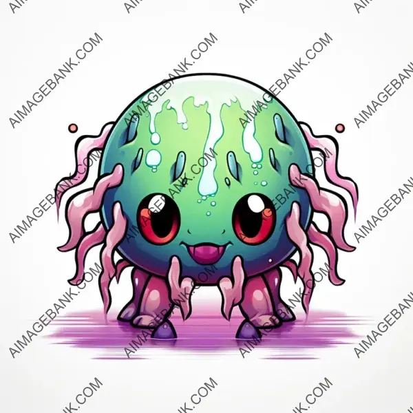 Full Page Chibi: Damp Creature with 8-Bit Design