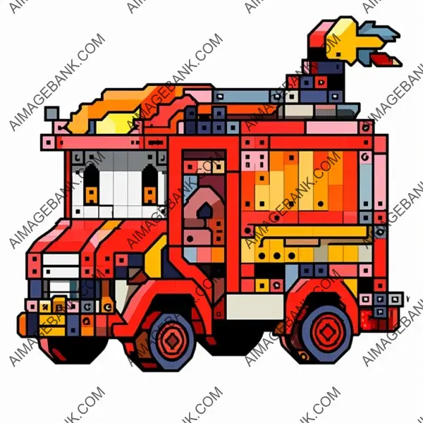 Fire Truck 8-Bit : Full Page Chibi Design