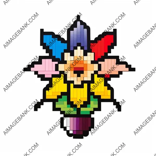 Full Page Chibi: Flower with Playful 8-Bit Design