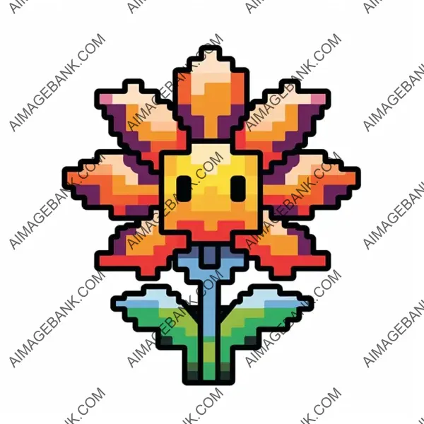 8-Bit Form : Flower with Vibrant Colors