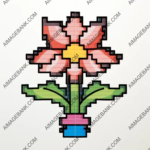 8-Bit : Flower with Colorful Full Page Chibi