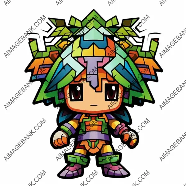 Jungle Art in 8-Bit DMT: Full Page Chibi Adventure