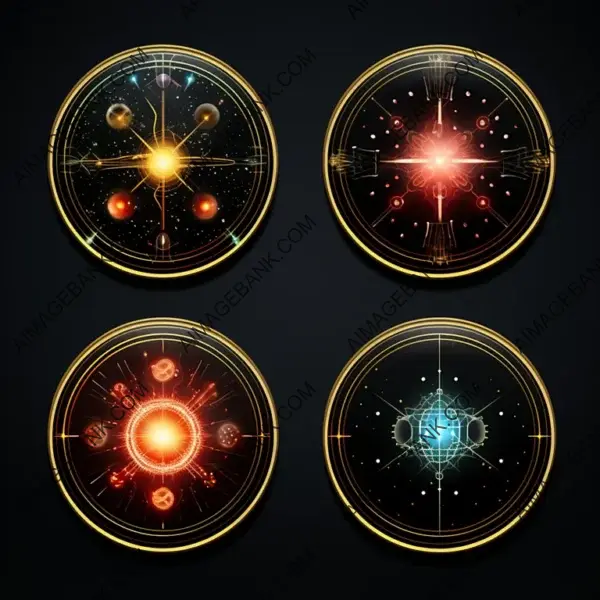 Forcefield Icon Set: Black Background Shielding