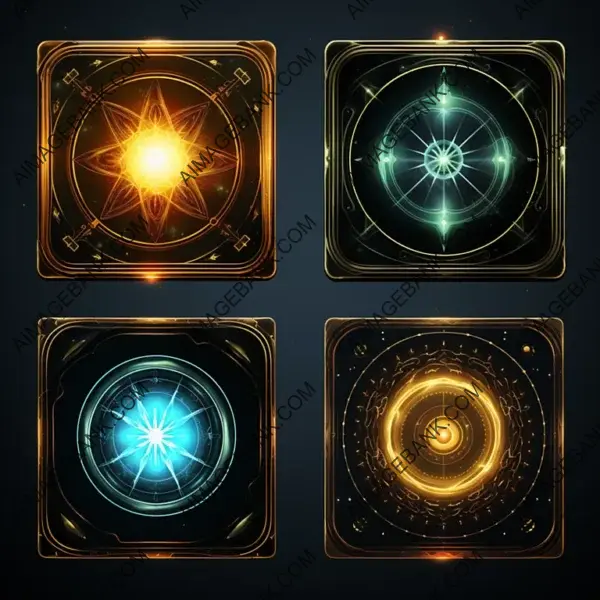 Icon Set: Shielding Forcefield with Black Background