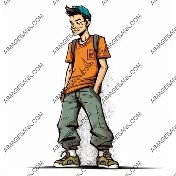 2D Shaded Graffiti Style: Teen Bo Cartoon Comic