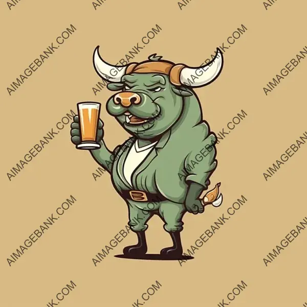 Celebrate with Bull: Beer Glass Mascot Tattoo