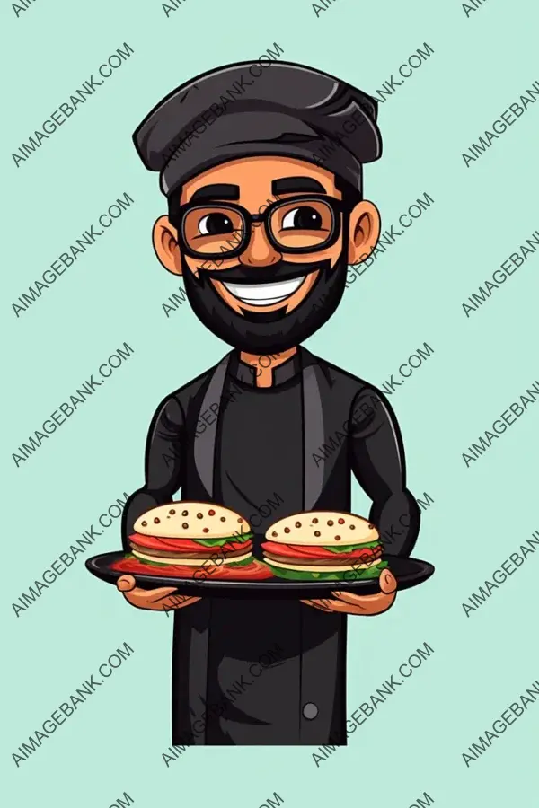 Arabian Chef Mascot with Kaffiyeh: Cute Cartoon Tattoo