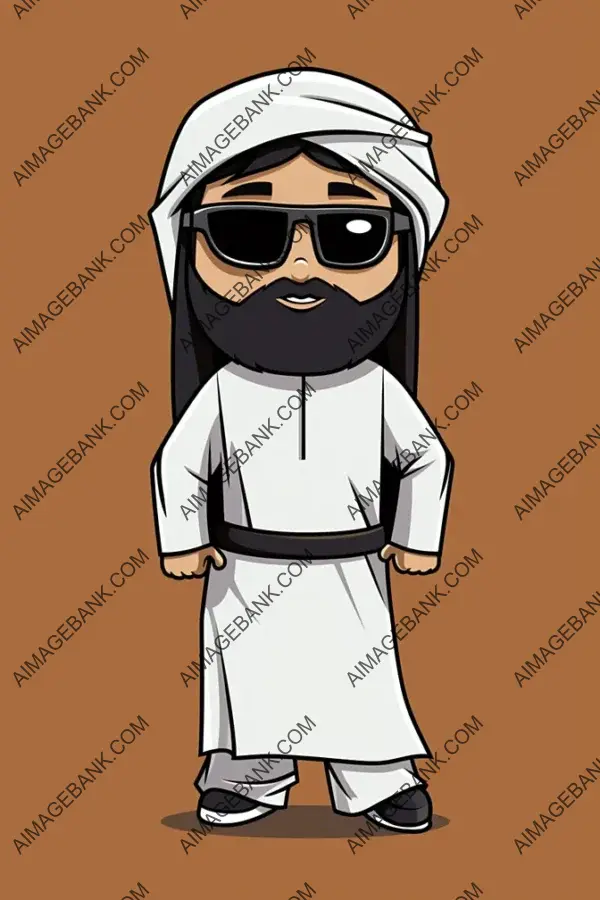 Cute Cartoon Mascot in Arabian Traditional Clothing: Tattoo