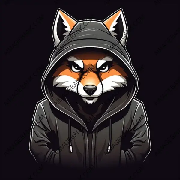 Gamer Mascot in Hoodie: Simple Two-Color Tattoo