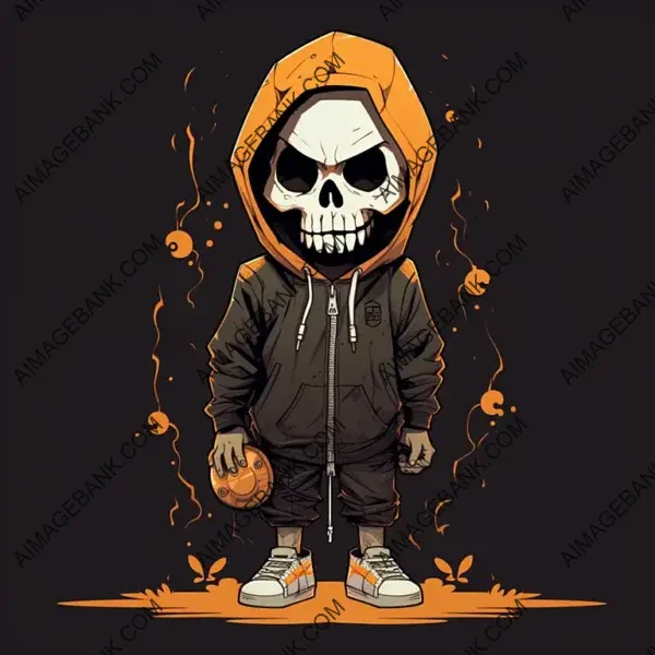 Dude Pumpkin Head Wearing a Black Hoodie Tattoo