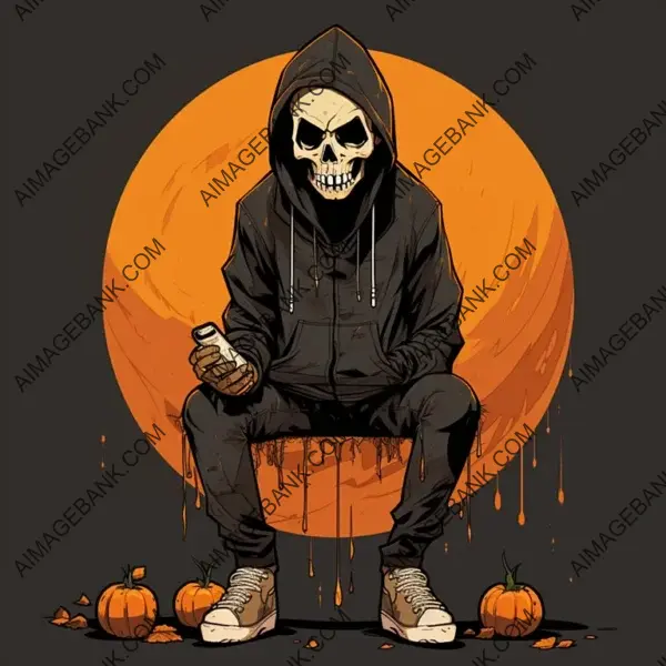 Cool Dude Pumpkin Head with a Black Hoodie Tattoo