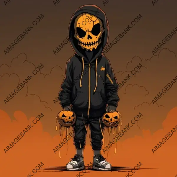 Pumpkin Head Dude Sporting a Black Hoodie Tattoo