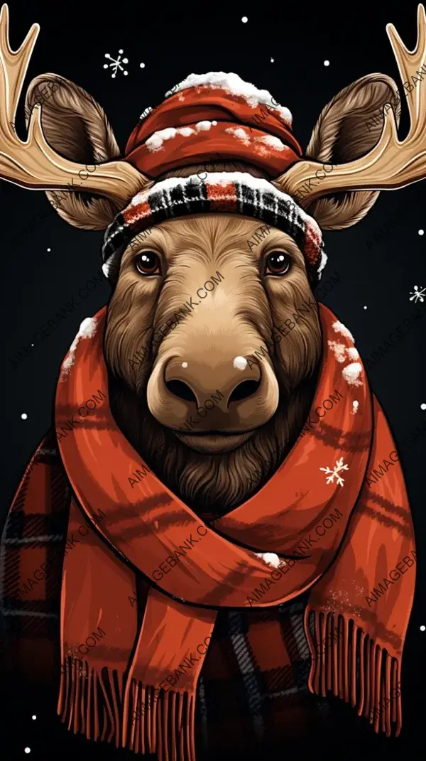 Moose Dressed for the Holidays as Mobile Wallpaper