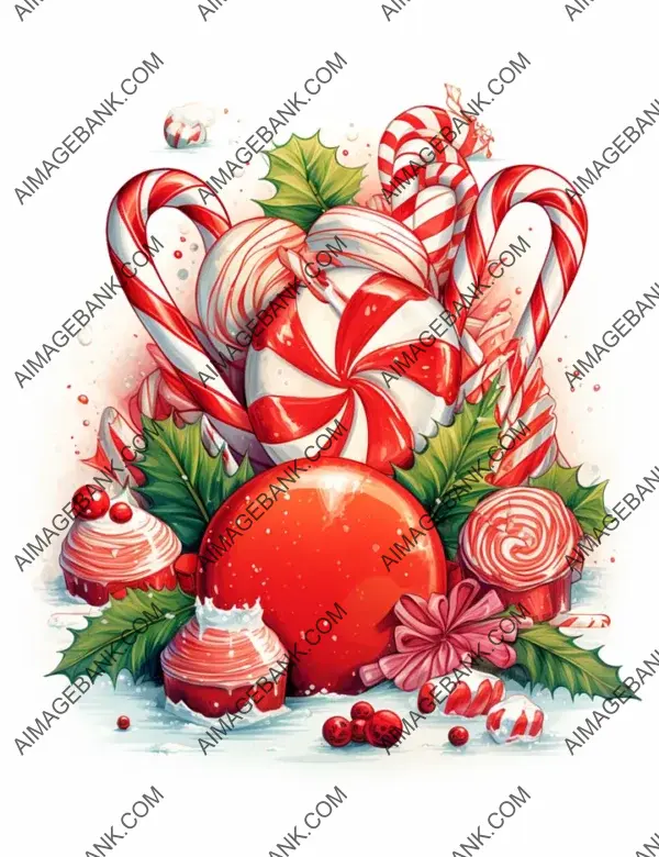 Colorful Vector Drawing of Christmas Candies in a Unique Style