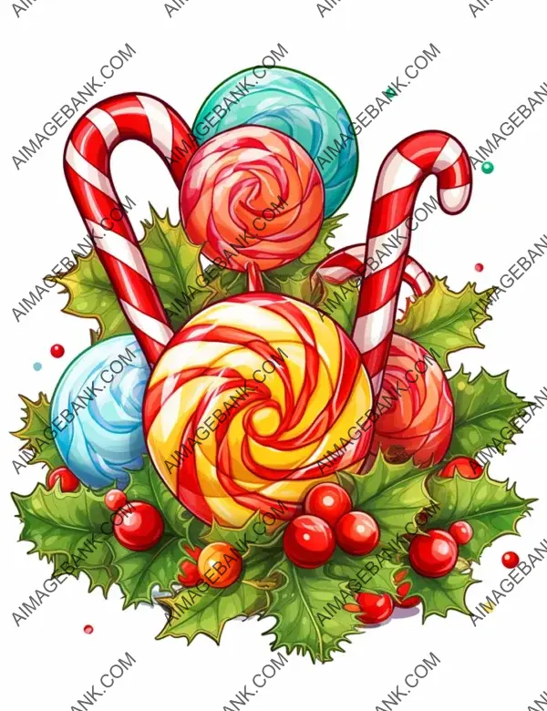 Christmas Candies in a Stylish and Colorful Vector Drawing