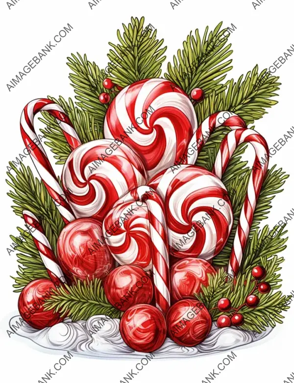 Holiday Spirit: Colorful Vector Drawing of Christmas Candies