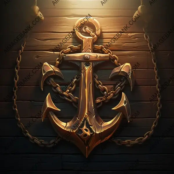 Wooden Anchor in Emblem-Style Drawing