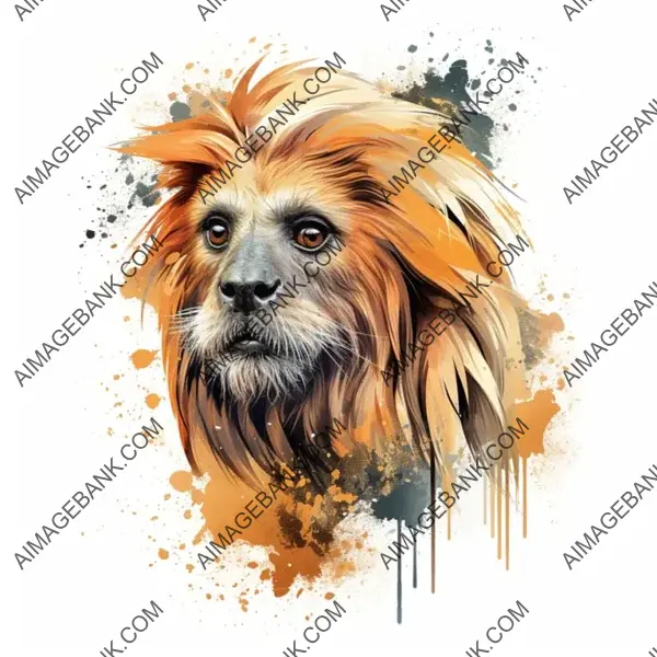 Watercolor Vector Illustration of a Lion Tamarin Face