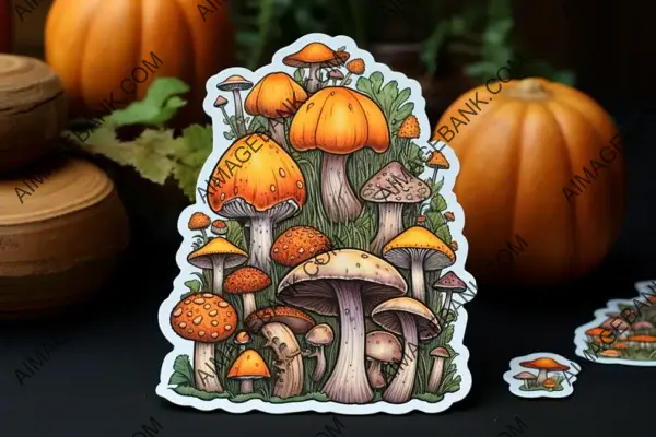 Halloween Sticker Pack with Stickers of Pumpkins, Mushrooms, and Cobwebs