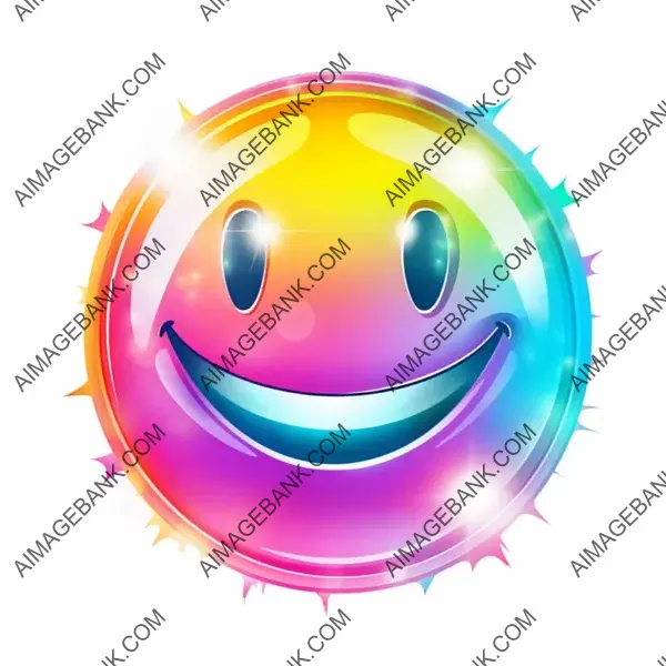 Iridescent Smile Emoji Vector Tattoo