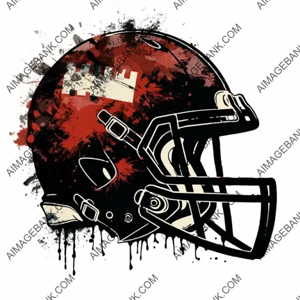 SVG Silhouette Clipart of a Grunge Football Helmet