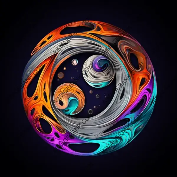 3D T-Shirt Design with Colored Foil Yin Yang Symbol in SVG