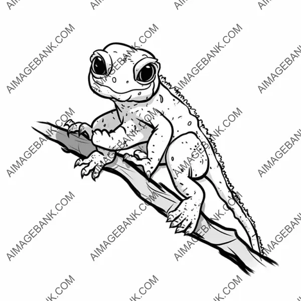 Baby Gecko Lizard on a Branch Tattoo  A Playful and Artistic Design