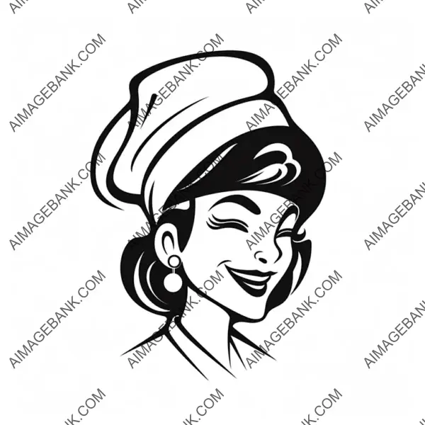 A silhouette of a happy female cook.