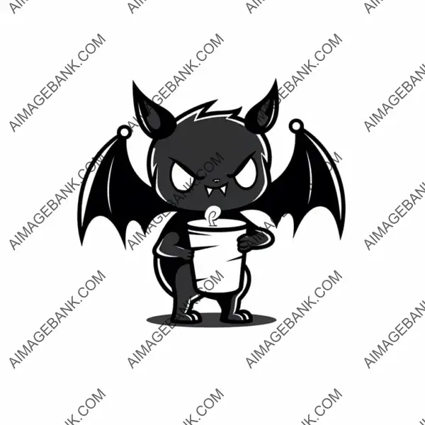 A cup with a cute angry bat.