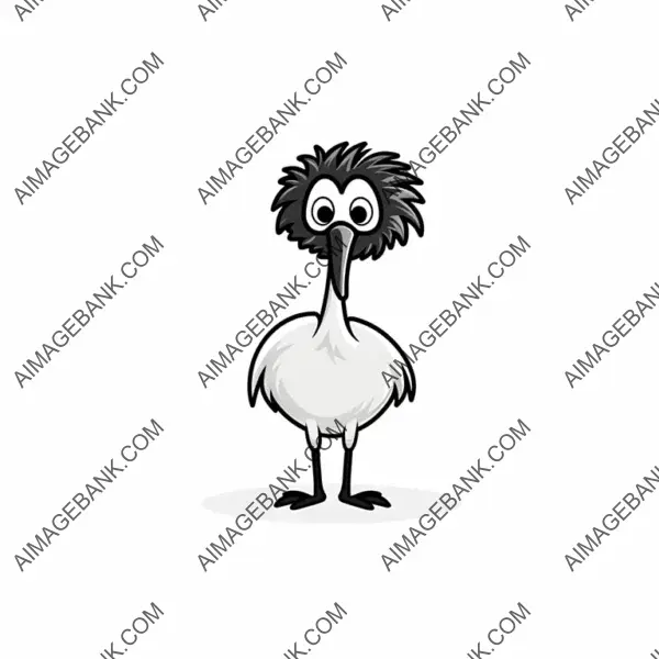 A silly and happy ostrich mascot.