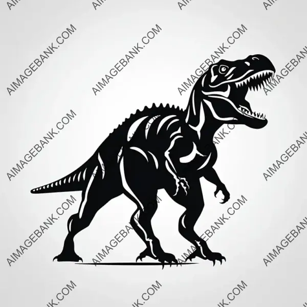 A minimalistic silhouette of an angry T-Rex in full body.